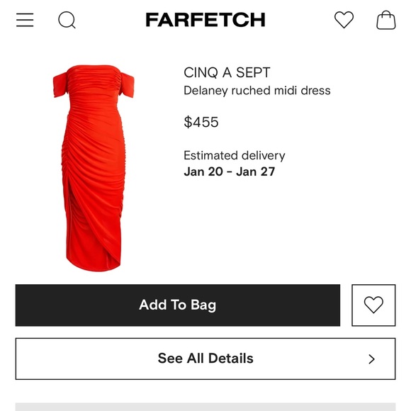 CINQ A SEPT NWT Delaney Off-Shoulder Ruched Midi Dress Burnt Orange Size 10 - Picture 6 of 13